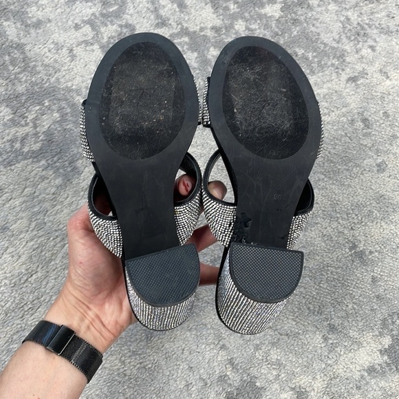 Jeffrey Campbell Camilla Caviar Crystal Sparkle Slide Heels Silver Black Sz 7 - Picture 9 of 15